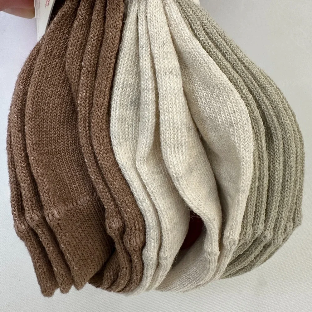 Lucky Brand Women Cotton Collection Quarter Socks 8 Pack Beige Tan Size 4-10